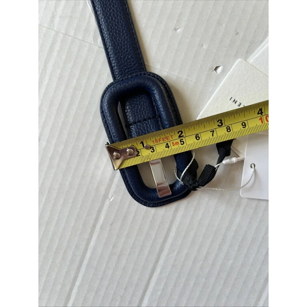 Veronica Beard/GAVAZZENI Leather Belt 90/M Lavanda Navy Blue Made in Italy NWT